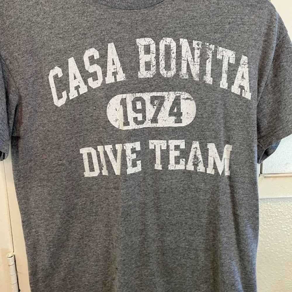 casa bonita dive team tee shirt rustic small grey